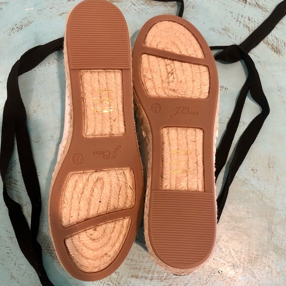 NWT J. Crew Classic Ankle Tie Espadrille Ivory and Black Shoe Flats Size 7.5 - Picture 7 of 9